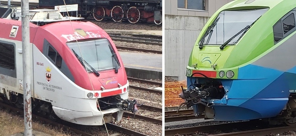 Scontro fra treni in manovra nella stazione di Trento: due respingenti sono andati completamente distrutti